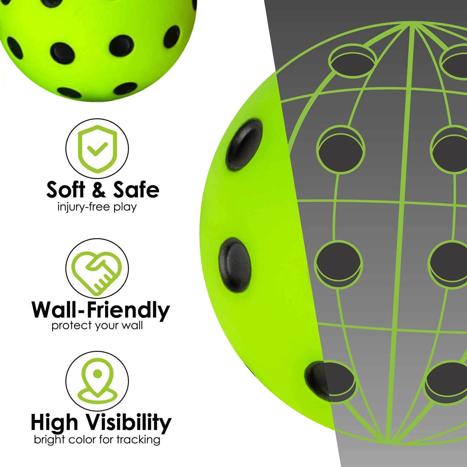 Silent Pickleball Balls 4PCS - Quiet Practice for Indoor & Outdoor Pro Foam