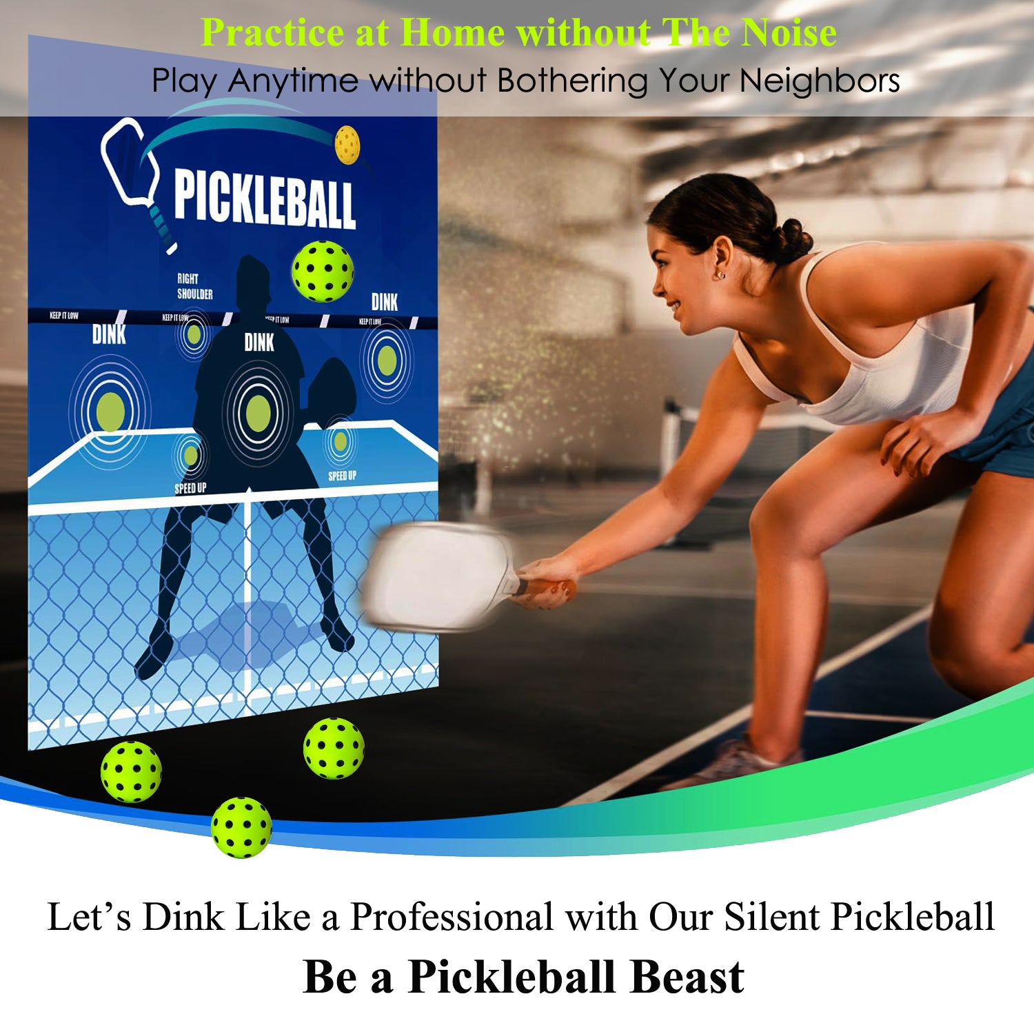 Silent Pickleball Balls 4PCS - Quiet Practice for Indoor & Outdoor Pro Foam